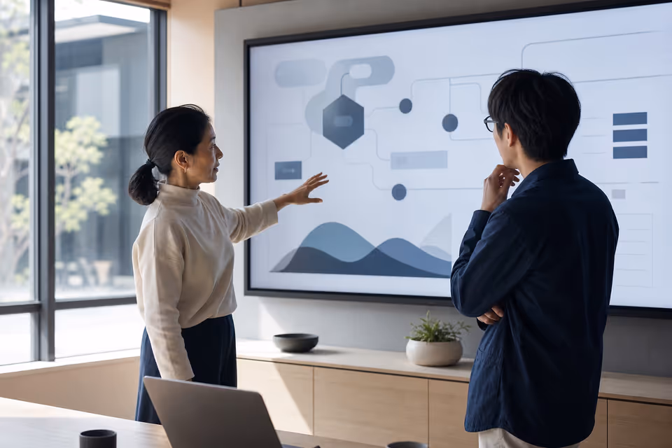 Operations leaders reviewing an AI-assisted workflow