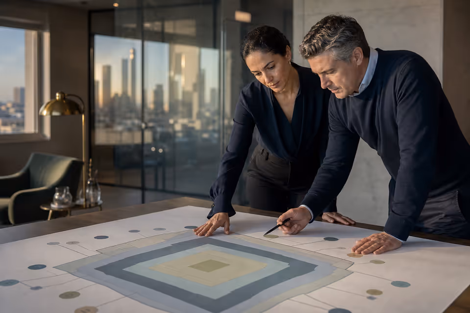 Finance operations leaders reviewing a control map