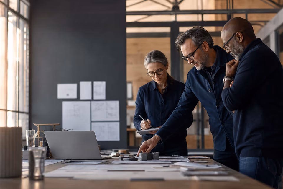 A team working through a change map at a command center