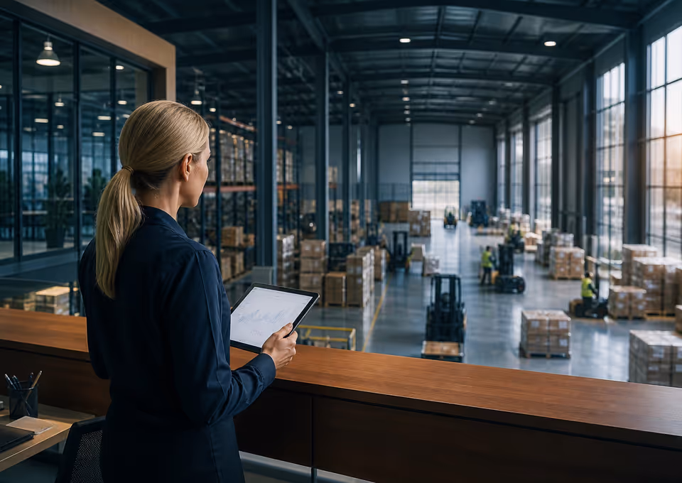 Logistics planner overlooking a distribution operation